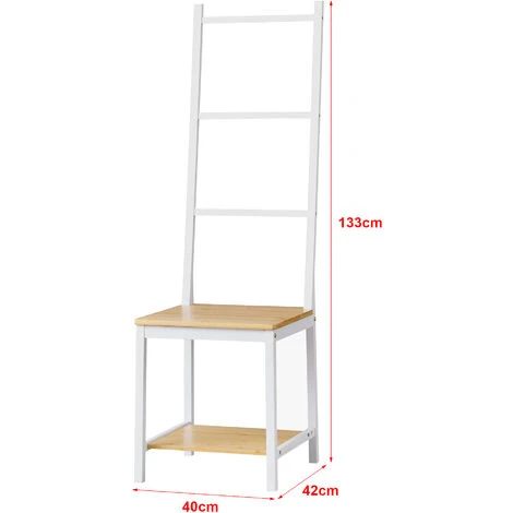Nova Servomuto Avec Des étagères En Bambou En Bambou Blanc Et En Bois Blanc Et Naturel – Image 3