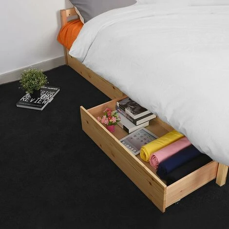 Lot De 2 Tiroirs Sous Lit En Bois Robuste, Commode Amovible Avec Roulettes En Plastique à Faible Bruit Montage Rapide Gain De Place Design Pour Vêtements – Image 2