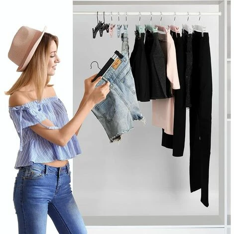 Lot De 10 Cintres Pour Pantalon , Cintres Porte-Jupes , Avec 2 Pinces Antidérapants Et Réglables , Pour Pantalons Suspendus, Chaussettes, Jupes - Noir – Image 5