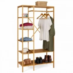 Dressing Penderie étagère ISALYS Effet Bambou