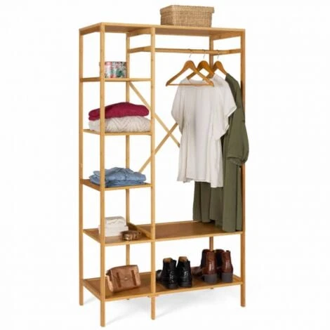 Dressing Penderie étagère ISALYS Effet Bambou