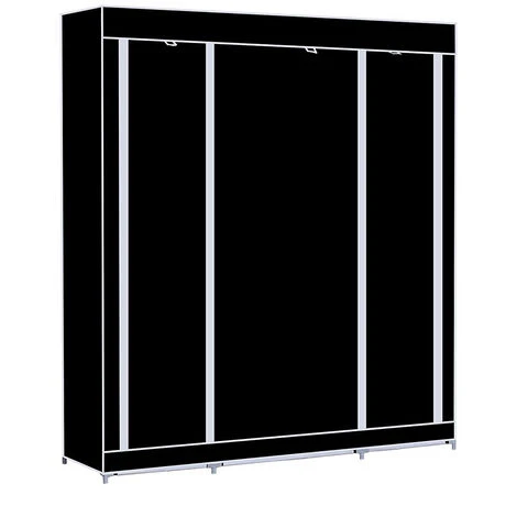 Armoire De Rangement Garde-Robe, Penderie De Chambre DIY Intérieur, Penderie Dressing Textile En Tissu Intissé Avec Fermeture à Glissière, Noir 175 X 150 X 45cm – Image 5