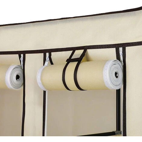 Armoire De Rangement Garde-Robe, Penderie De Chambre DIY Intérieur, Penderie Dressing Textile En Tissu Intissé Avec Fermeture à Glissière, Beige 110 X 45 X 175 Cm – Image 5