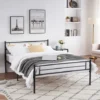 Lit En Métal 90x190 Cm - Lit Pour Matelas - Pour Chambre D’Amis, Chambre Ado - Noir