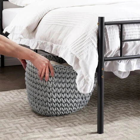 Lit En Métal 90x190 Cm - Lit Pour Matelas - Pour Chambre D’Amis, Chambre Ado - Noir – Image 3