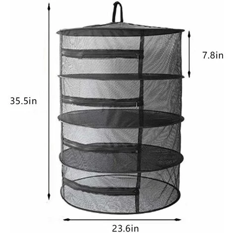 Cintre Filet De Séchage Rouge De 60cm De Diamètre, Suspendu Pour Séchage, Grand Filet De Séchage Pour Fruits De Mer, Légumes, Plantes Et Vêtements (Noir) – Image 2