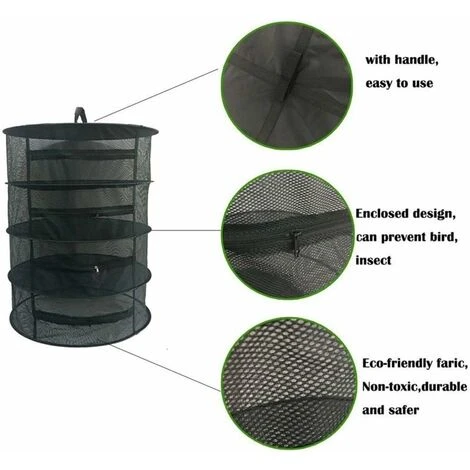 Cintre Filet De Séchage Rouge De 60cm De Diamètre, Suspendu Pour Séchage, Grand Filet De Séchage Pour Fruits De Mer, Légumes, Plantes Et Vêtements (Noir) – Image 3