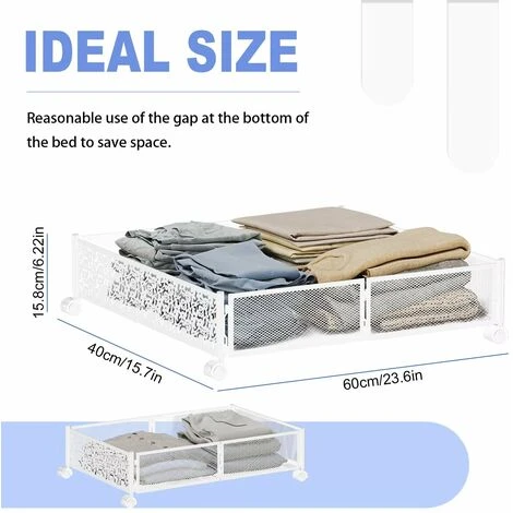 Conteneurs De Rangement Sous Le Lit, Rangement Pour Chaussures Sous Le Lit Avec Roulettes, Organisation De Rangement Pliable Pour Chambre à Coucher Avec Poignées, Tiroir De Rangement Sous Le Lit Pour – Image 3