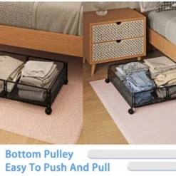Conteneurs De Rangement Sous Le Lit, Rangement Pour Chaussures Sous Le Lit Avec Roulettes, Organisation De Rangement Pliable Pour Chambre à Coucher Avec Poignées, Tiroir De Rangement Sous Le Lit Pour