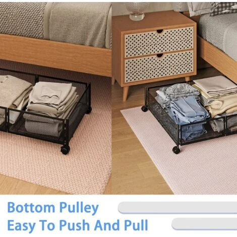 Conteneurs De Rangement Sous Le Lit, Rangement Pour Chaussures Sous Le Lit Avec Roulettes, Organisation De Rangement Pliable Pour Chambre à Coucher Avec Poignées, Tiroir De Rangement Sous Le Lit Pour