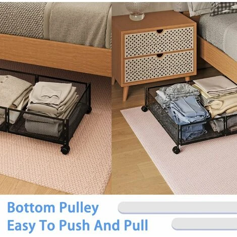 Conteneurs De Rangement Sous Le Lit, Rangement Pour Chaussures Sous Le Lit Avec Roulettes, Organisation De Rangement Pliable Pour Chambre à Coucher Avec Poignées, Tiroir De Rangement Sous Le Lit Pour – Image 2