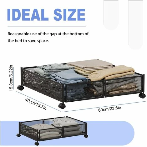 Conteneurs De Rangement Sous Le Lit, Rangement Pour Chaussures Sous Le Lit Avec Roulettes, Organisation De Rangement Pliable Pour Chambre à Coucher Avec Poignées, Tiroir De Rangement Sous Le Lit Pour – Image 3