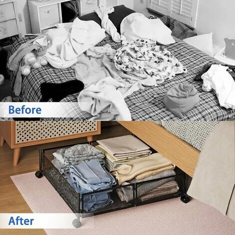 Conteneurs De Rangement Sous Le Lit, Rangement Pour Chaussures Sous Le Lit Avec Roulettes, Organisation De Rangement Pliable Pour Chambre à Coucher Avec Poignées, Tiroir De Rangement Sous Le Lit Pour – Image 5