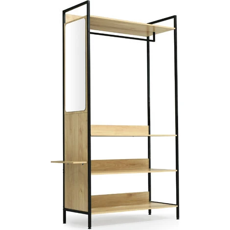 Dressing Modulable Multifonctionnel - Avec 4 étagères, Miroir, étagère Penderie Ouverte - 100 X 45 X 193 Cm – Image 5