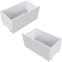 2 Pièces Grands Tiroirs à Roulettes Rangement Sous Le Lit Blanc