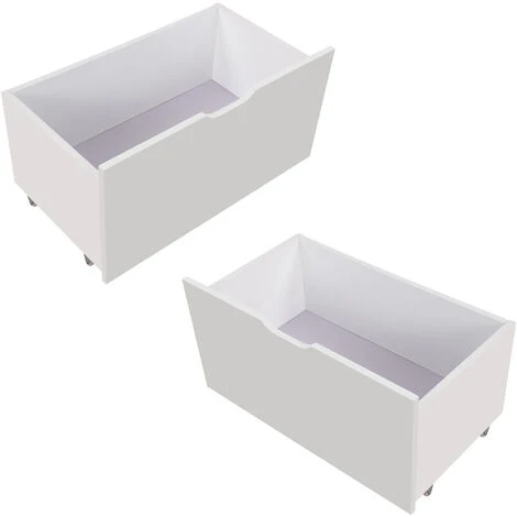 2 Pièces Grands Tiroirs à Roulettes Rangement Sous Le Lit Blanc